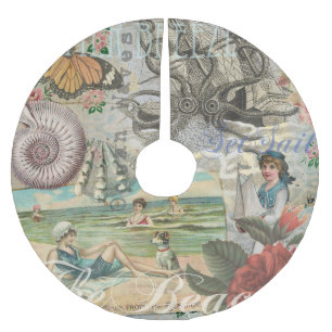 Jupon De Sapin En Polyester Brossé été plage vintage pieuvre antique voile