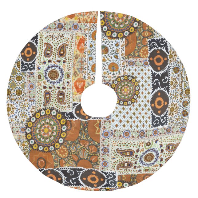 Jupon De Sapin En Polyester Brossé Ethnic Digital Abstrait : Motif sans faille (Devant)
