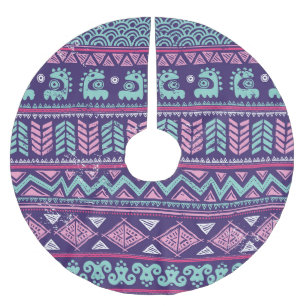 Jupon De Sapin En Polyester Brossé Ethnique Tribale : Motif coloré sans couture.