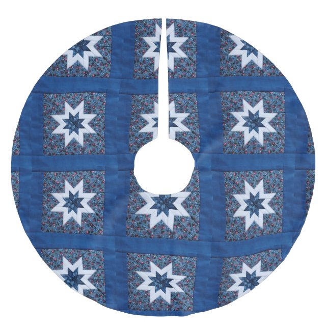 Jupon De Sapin En Polyester Brossé étoile bleue (Devant)