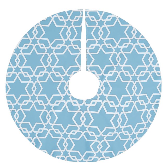 Jupon De Sapin En Polyester Brossé Étoile Bleue De David (Devant)