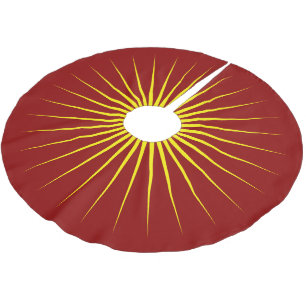Jupon De Sapin En Polyester Brossé Étoile brillante jaune brillant marque Noël rouge