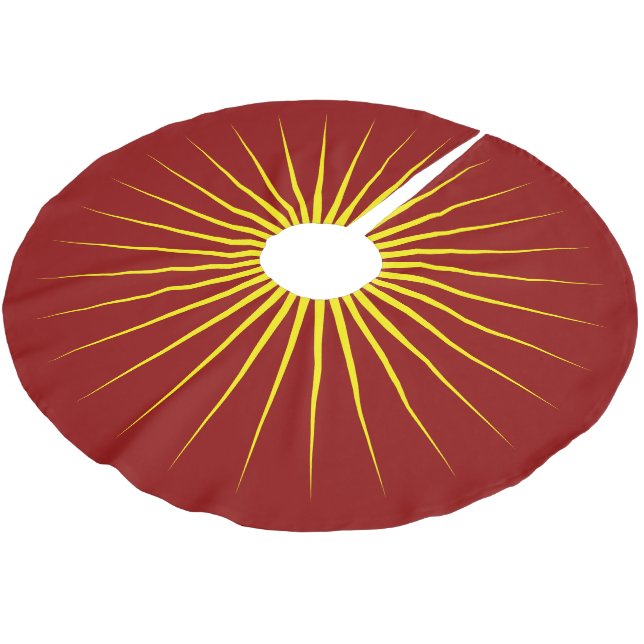 Jupon De Sapin En Polyester Brossé Étoile brillante jaune brillant marque Noël rouge (Angle)