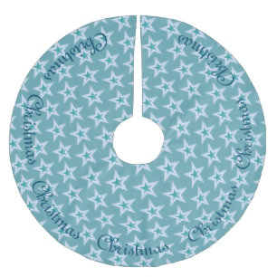 Jupon De Sapin En Polyester Brossé Étoiles bleues et argentées de Noël