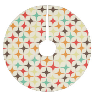 Jupon De Sapin En Polyester Brossé Étoiles colorées Motif géométrique rétro