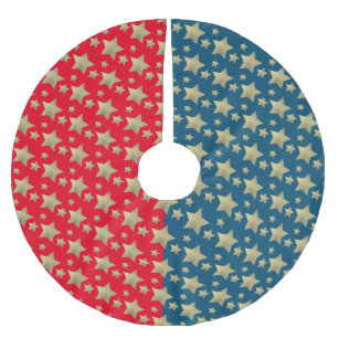 Jupon De Sapin En Polyester Brossé Étoiles de cuivre pour le quatre juillet motif de 