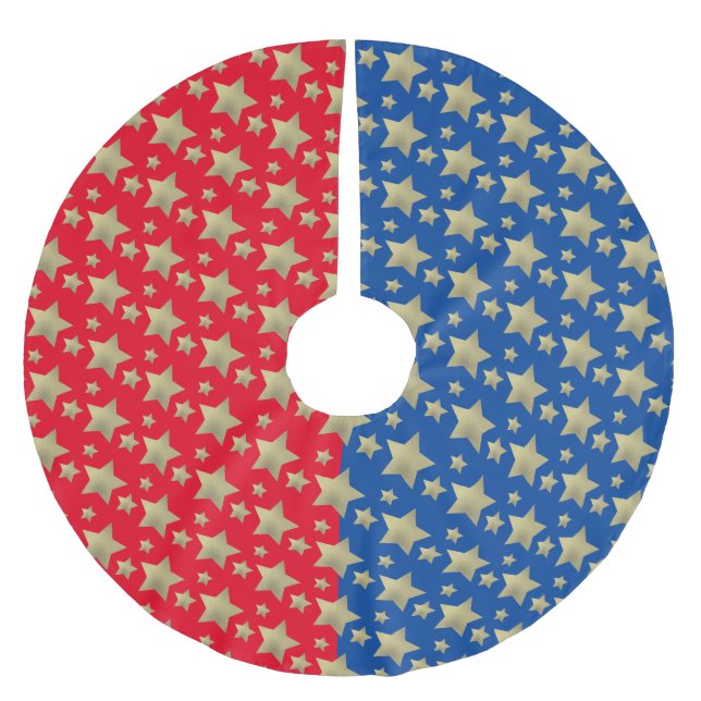 Jupon De Sapin En Polyester Brossé Étoiles de cuivre Quart Juillet Motif patriotique  (Devant)