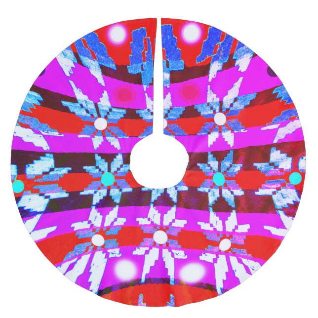 Jupon De Sapin En Polyester Brossé étoiles de Noël (Devant)