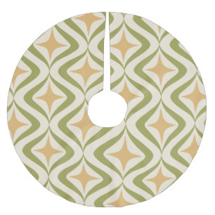 Jupon De Sapin En Polyester Brossé Étoiles de rose et vagues vertes