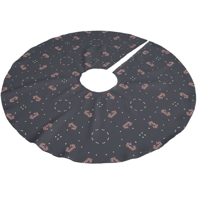 Jupon De Sapin En Polyester Brossé Étoiles et motif d'engin spatial unique (Angle)