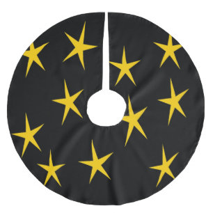 JUPON DE SAPIN EN POLYESTER BROSSÉ ÉTOILES JAUNES