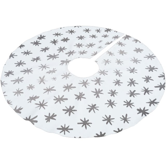 Jupon De Sapin En Polyester Brossé étoiles métalliques - argent (Angle)