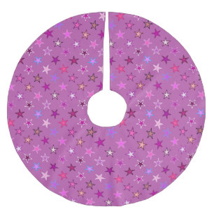 Jupon De Sapin En Polyester Brossé Étoiles scintillantes modernes, violet, prune et r