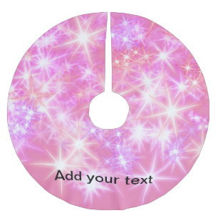 Jupon De Sapin En Polyester Brossé Étoiles scintillantes roses rouges simples ajoutez