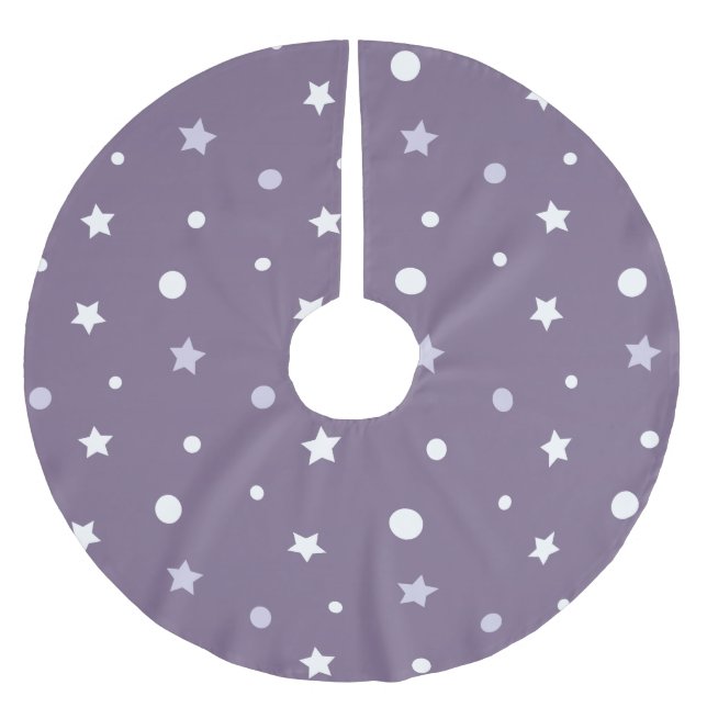 Jupon De Sapin En Polyester Brossé Étoiles violettes (Devant)