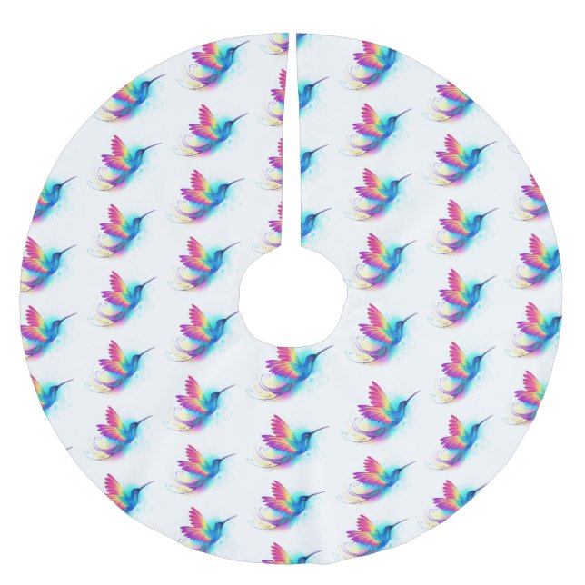 Jupon De Sapin En Polyester Brossé Exotic Rainbow Hummingbird (Devant)