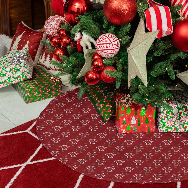 Jupon De Sapin En Polyester Brossé Fa La La Festive Holly Christmas (Créateur téléchargé)