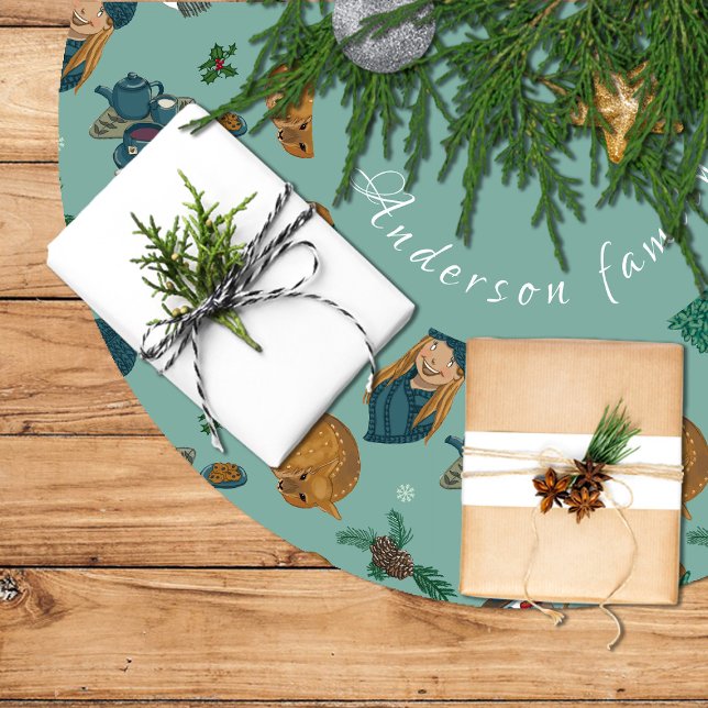 Jupon De Sapin En Polyester Brossé Falda árbol de navidad con muñeco de nieve (Christmas tree skirt with snowman)