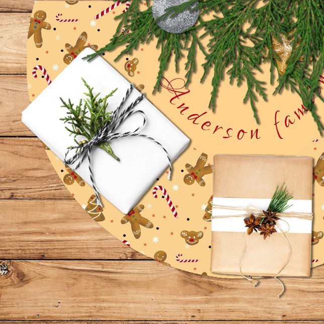 Jupon De Sapin En Polyester Brossé Falda de árbol de Navidad con galletas navideñas (Christmas cookies and gingerbread men, candy canes brushed polyester tree skirt
)