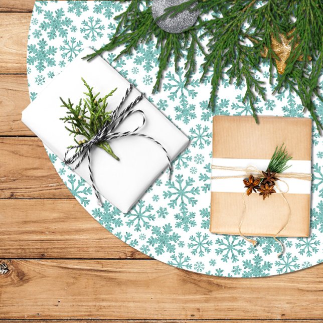 Jupon De Sapin En Polyester Brossé Falda para árbol de navidad, diseño copos nieve (Créateur téléchargé)