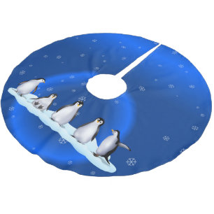 Jupon De Sapin En Polyester Brossé Famille de pingouin