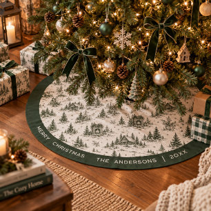 Jupon De Sapin En Polyester Brossé Famille de Toile Evergreen Noël