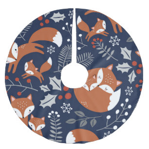 Jupon De Sapin En Polyester Brossé Famille Fox : motif vintage sans soudure.