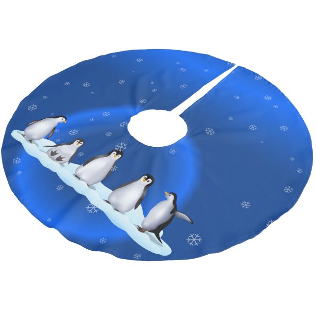 Jupon De Sapin En Polyester Brossé Famille Penguin (Angle)