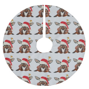 JUPON DE SAPIN EN POLYESTER BROSSÉ FAON ET OISEAU DORÉ NOËL