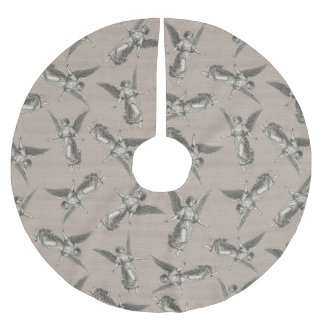 Jupon De Sapin En Polyester Brossé Faux burlap beige Angel traditional Christmas