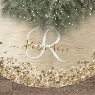 Jupon De Sapin En Polyester Brossé Faux Gold brossé Parties scintillant métallique Im