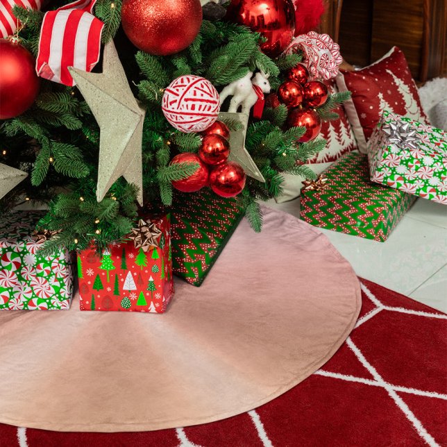 Jupon De Sapin En Polyester Brossé Faux Metallic Rose Gold Dégradé (Faux Metallic Rose Gold Gradient Brushed Polyester Tree Skirt)