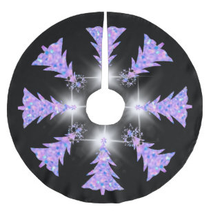 Jupon De Sapin En Polyester Brossé Faux parties scintillant roses, bleus et argentés