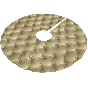 Jupon De Sapin En Polyester Brossé Faux Velvet doux d'or chaud