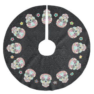 Jupon De Sapin En Polyester Brossé Feliz Muertos - crânes de fête de sucre