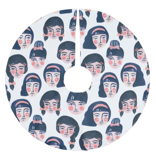 Jupon De Sapin En Polyester Brossé Femmes fantasques : Dessin sur le visage (Devant)