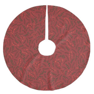 Jupon De Sapin En Polyester Brossé Ferme grenat rouge vert rustique feuillage motif