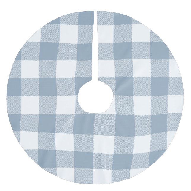 Jupon De Sapin En Polyester Brossé Ferme Rustique Bleu Gris Buffalo Carreaux (Devant)