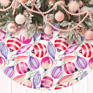 Jupon De Sapin En Polyester Brossé Festif Aquarelle Ornements Noël