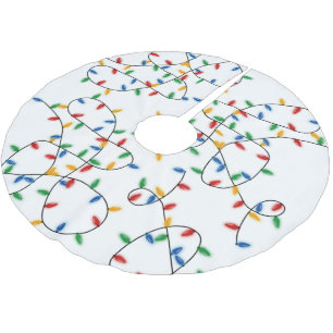 Jupon De Sapin En Polyester Brossé Festif coloré lumières de Noël Motif