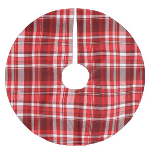 Jupon De Sapin En Polyester Brossé Festif rouge et blanc plaid