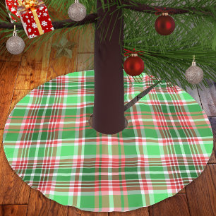 Jupon De Sapin En Polyester Brossé Festive classique rouge vert blanc Noël Plaid