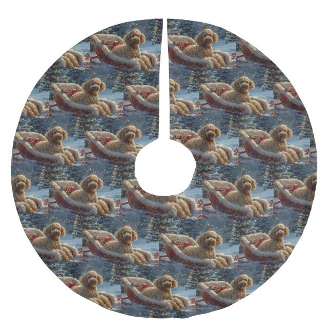 Jupon De Sapin En Polyester Brossé Festive de Noël du chien de caniche (Devant)