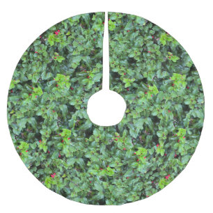 Jupon De Sapin En Polyester Brossé Festive Green Holly Berry Noël