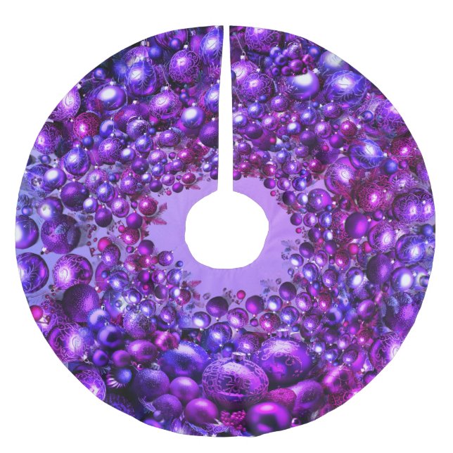 Jupon De Sapin En Polyester Brossé Festive Purple Holiday Tree Skirt  (Devant)