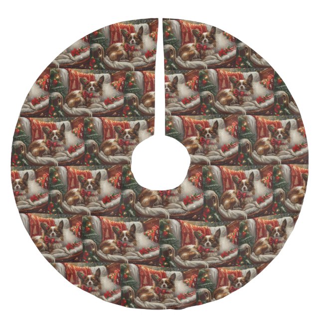 Jupon De Sapin En Polyester Brossé Fête de Noël de chien de Papillon (Devant)
