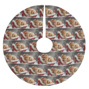 Jupon De Sapin En Polyester Brossé Fête de Noël de Chien de Poméranie