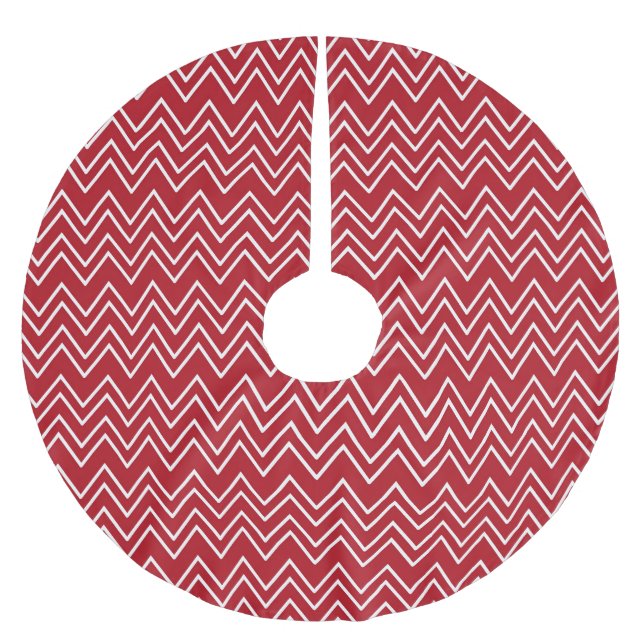Jupon De Sapin En Polyester Brossé Fête d'hiver rouge blanc (Devant)