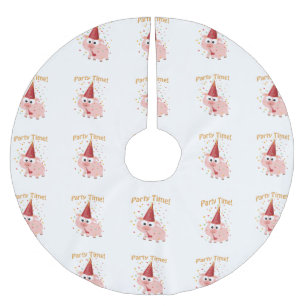 Jupon De Sapin En Polyester Brossé Fête heure confetti Pig