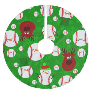 Jupon De Sapin En Polyester Brossé fêtes de baseball bonhomme de neige renne flocon d